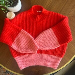 Elodie Super Soft Vibrant Red and Pink Colorblock Sweater